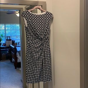 Cap-Sleeve Geometric Print Work Dress